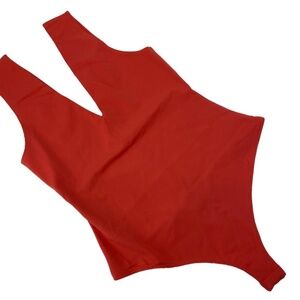 Free People Keep it Sleek Bodysuit in Pink Poinsettia Small New with Tag